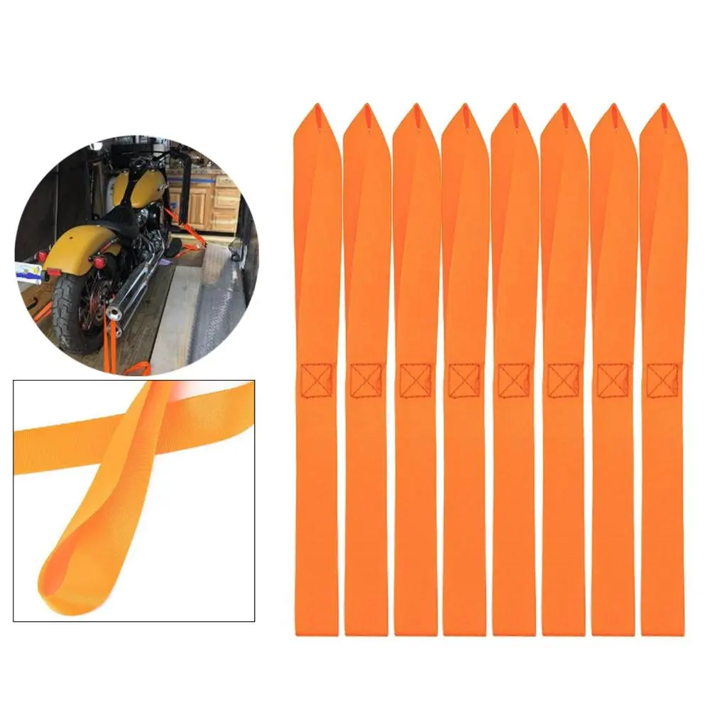 8x Orange Soft Loop Tie Down Strap for Motorcycle Towing Cargo Snowmobile