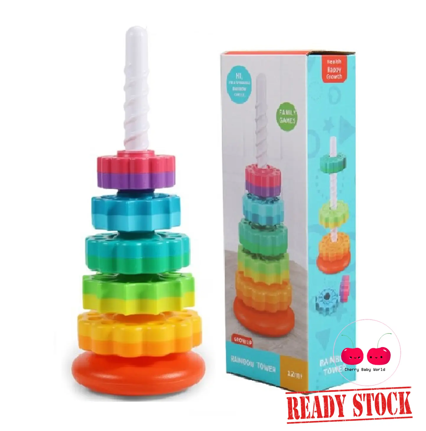 Rainbow Stacking and Spinning Tower Rainbow Spinning Tower Toy for Toddler Kids Toy Children Baby Education Toys