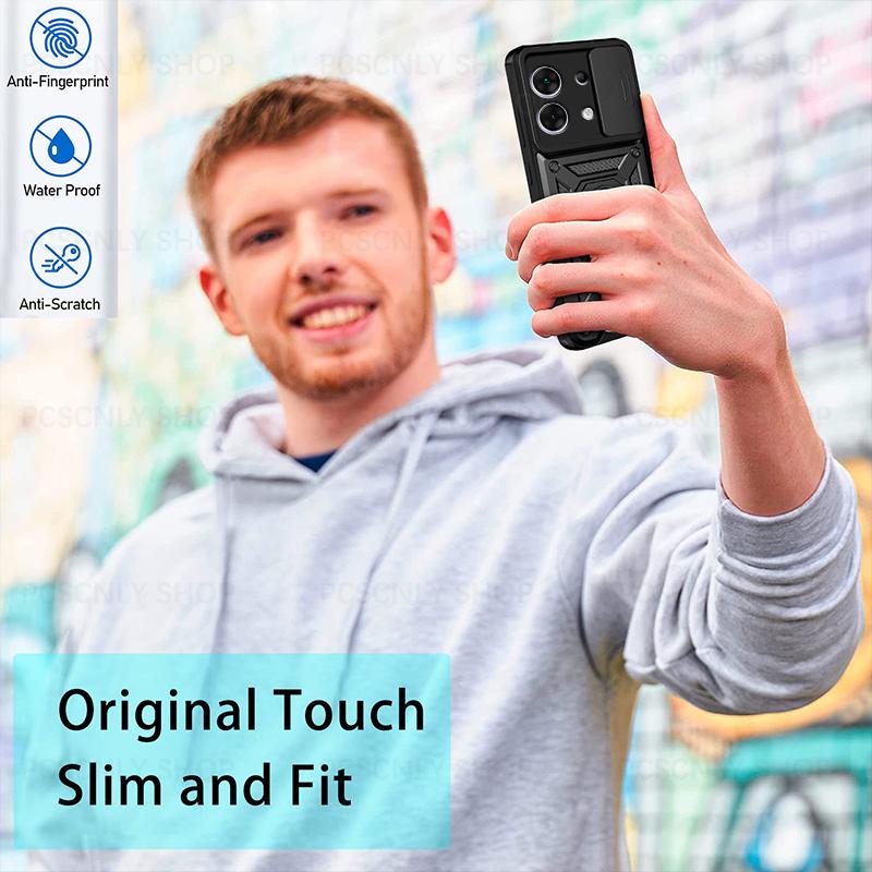Product Introduction of Shockproof Case For Xiaomi Poco X6 Pro 5G Armor Casing Camera Slider Protection Ring Holder Phone Cover 8