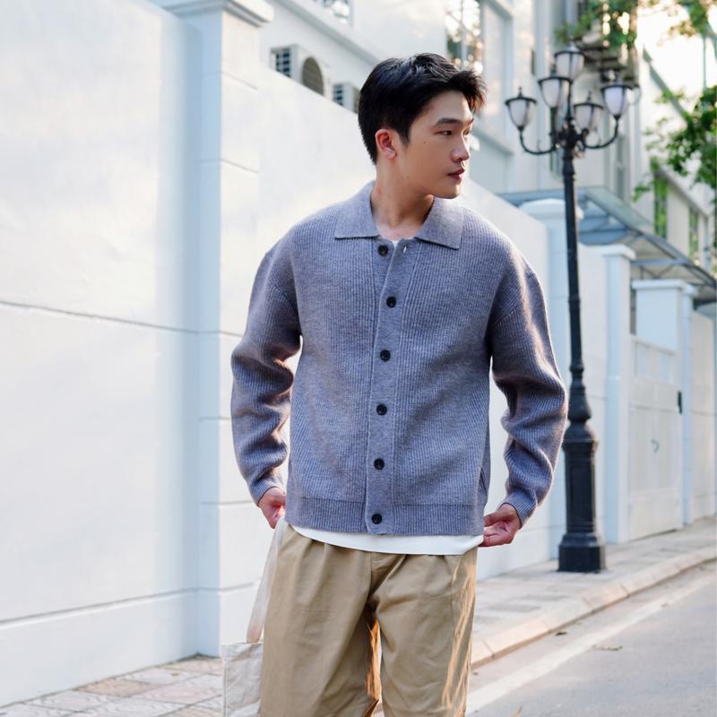 Áo CARDIGAN LEN ĐAN Oversize nam cổ bẻ DATAMAN chất len cực dày dặn - MMBWC607