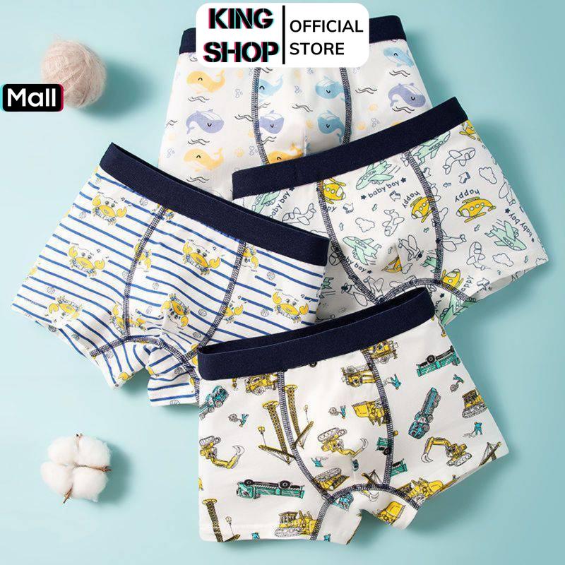 Combo 4 Quần Lót Đùi Bé Trai Cotton Mềm Mại, Sịp Đùi Thoáng Khí Cho Bé Thoải Mái Vận Động King Shop L1035