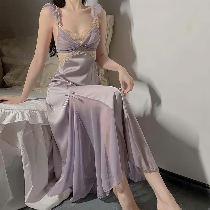  BL787- Váy Lụa Quảng Châu Váy Lụa dài phong cách tiểu thư sang chảnh 