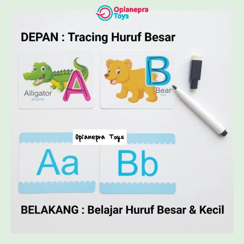 Flash Card Kartu Pintar Animal Hewan Binatang Alphabet Alfabet Huruf Glossy Tebal - 40 Lembar 7