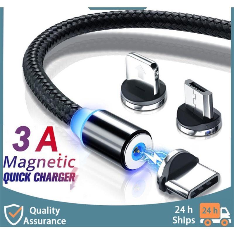 Cáp sạc ba đầu từ tính với dây nhẹ với Miklous Bu Tep & Ai cho Iphorn Androyd Warwick Xiaomi Obo