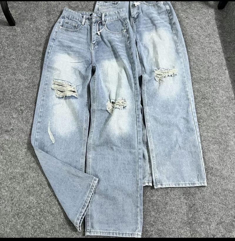 Product Introduction of Quần Jean Nữ Ống Rộng Lưng Cao Nâng Mông Rách Gối S-5644 - Chất liệu bò xanh bạc , không nhăn, che khuyết điểm và tôn lên vòng 3 - Ong, Women 2