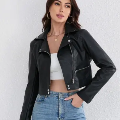 Selected Faux Leather Cropped Bomber Jacket Target TikTok Shop