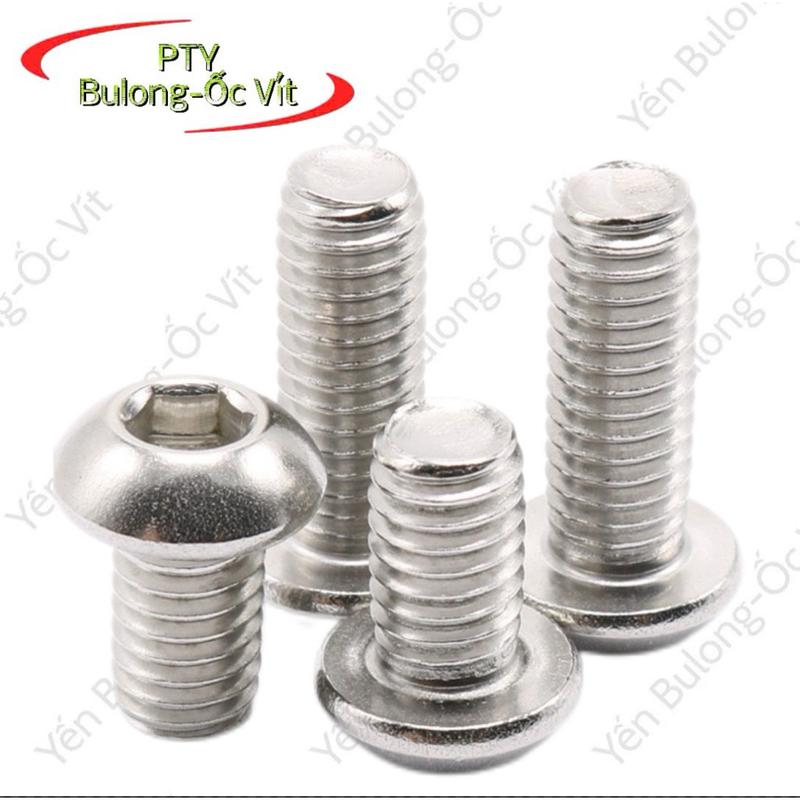  20Cái Bulong ốc lục giác chìm đầu TRÒN DÙ  INOX304 M3,M4,M5,M6,M8 