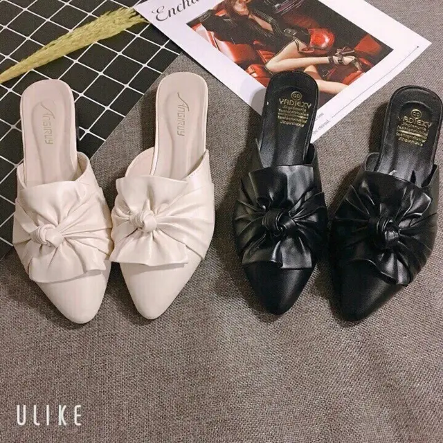 Giày Sục da nơ xoắn da siêu hot Shoes Shoes