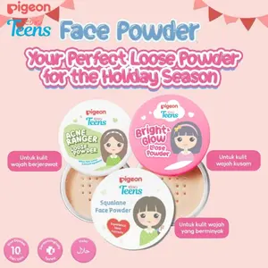 MOM_ PIGEON TEENS Loose Powder 12gr (Bright, Acne, Squalane) | Bedak Tabur Skincare Remaja