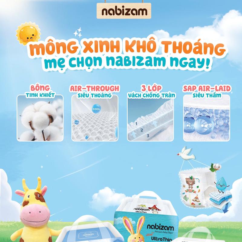 Tã/Bỉm Quần NABIZAM Ultra Thin Nội Địa Hàn, Mềm Mại, Mỏng Nhẹ Cho Bé 6-25kg 2