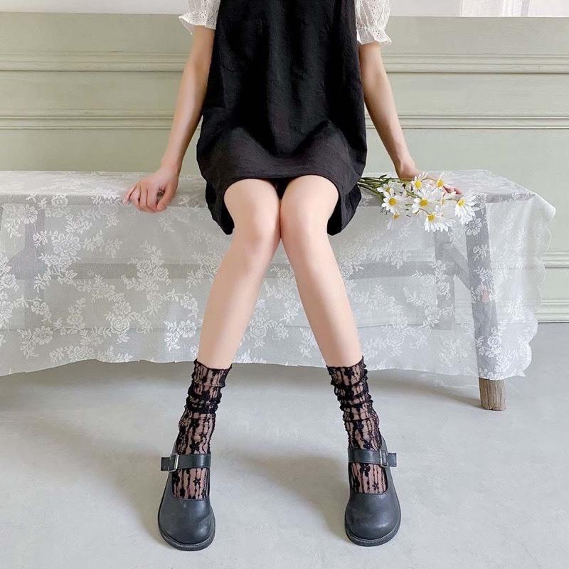 🌈FREE SHIP🌈Tất vớ lolita ren lụa kiểu dáng tiểu thư phối được nhiều oufit vintage retro Pháp coquette tất nữ cute Kichi Shoes ̂́ 3