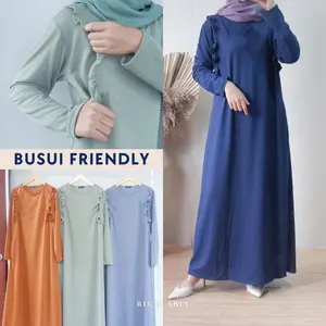 RICHLABEL Gamis Menyusui Bukaan Samping Babyterry Bumil Friendly - BUSUI FRONT RUFFLE DRESS