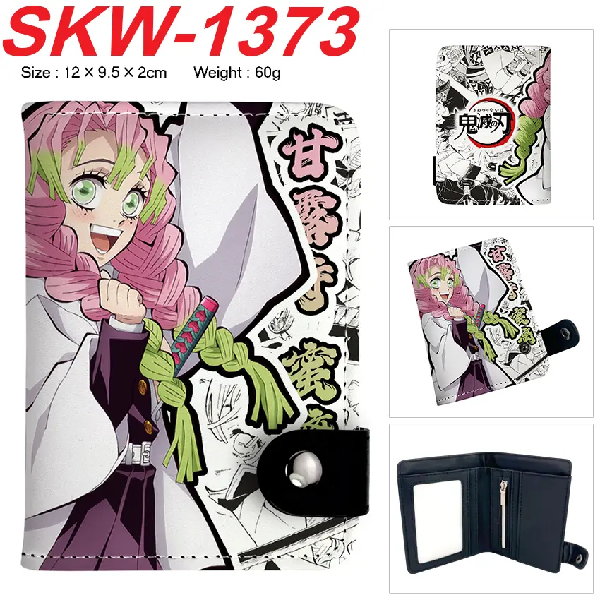 Demon Slayer Kanroji Mitsuri Cartoon PU Leather Kids Hidden Button Vertical Mini Coin Purse