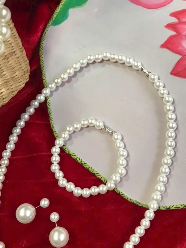Bộ 3 chi tiết vòng cổ, vòng tay, hoa tai ngọc trai (TÁCH LẺ) 2