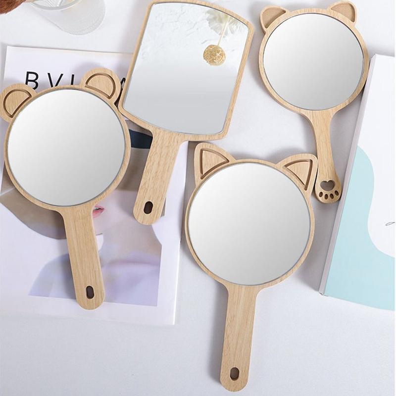 Product Introduction of Make Up Mirrors Creative Makeup Mirror with Handle Single-Sided Portable Handheld Mirror Household Square/Round Cosmetic Mirror Makeup Use 12