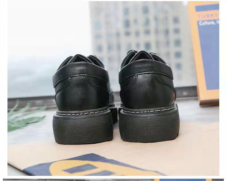 Product Introduction of Leather shoes men's all-match casual height increasing insole shoes men's black student youth leather shoes 20