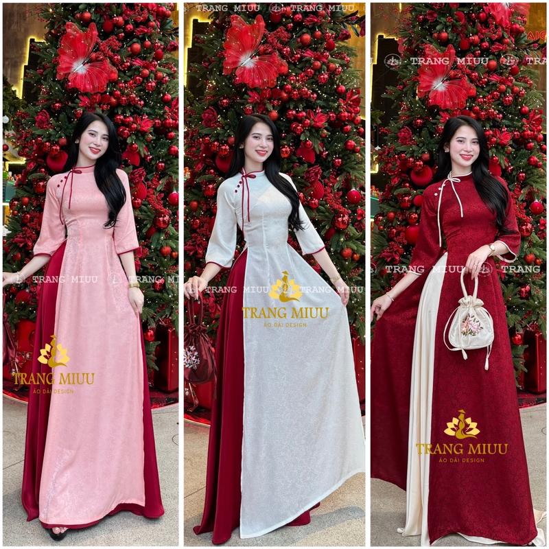   Áo Dài Trang Miuu  lụa gấm Thái Tuấn cao cấp 