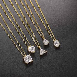 สร้อยคอจี้ผู้หญิง สไตล์ยุโรปและอเมริกา ดีไซน์เรียบง่าย เพทายเดี่ยว ฝังไมโคร ชุบทอง คอลเลคเซอร์เพทาย หลากสี เครื่องประดับจี้อันเรียบหรู