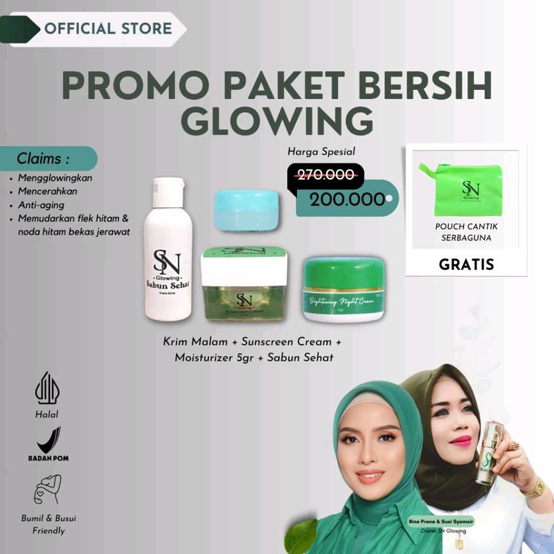 CREAM SIANG SUNSCREEN SN GLOWING Memutihkan Wajah Mencerahkan 4