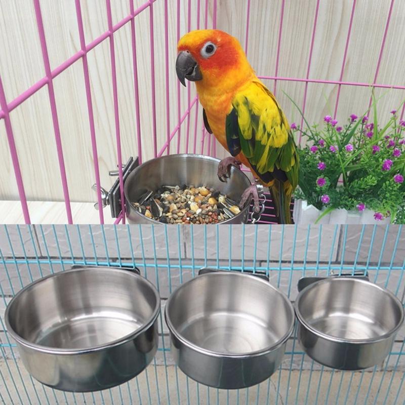 Product Introduction of Stainless Steel Rabbit Pet Food Dish Hamster Stainless Steel Clamp-on Water Drinker Bird Feeder Parrot Feeding Bowl Cage Cup 0
