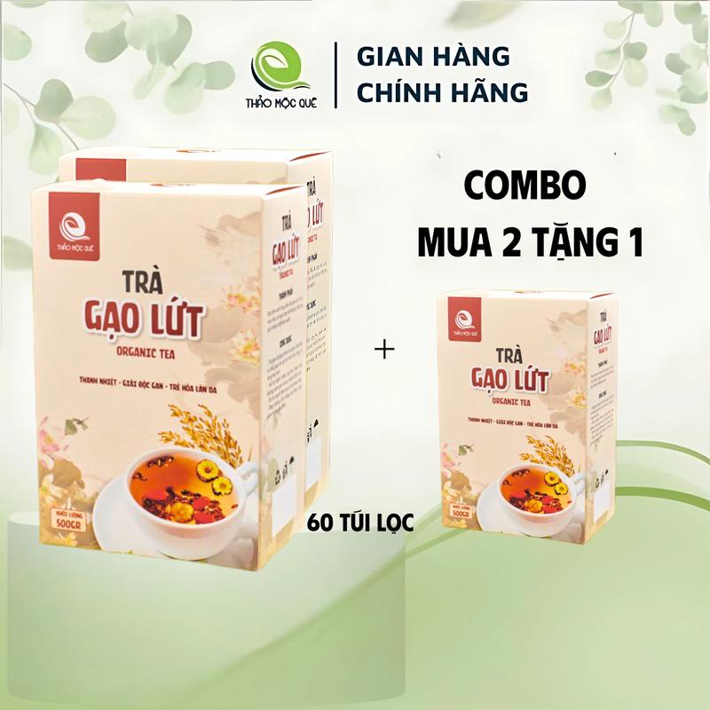COMBO MUA 2 TẶNG 1 Trà Gạo Lứt | Thảo Mộc Quê | Hỗ Trợ Về Dáng Về Da | Thanh Nhiệt | Túi Lọc 20 gói - 550gr tradetox