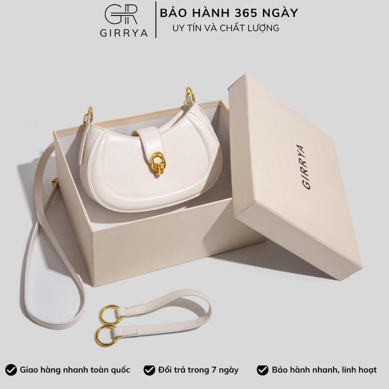 Túi xách nữ đeo chéo GIRRYA M11 - Túi đeo kẹp nách, đeo chéo nữ bán nguyệt thiết kể trẻ thích hợp đi dự tiệc size 22cm