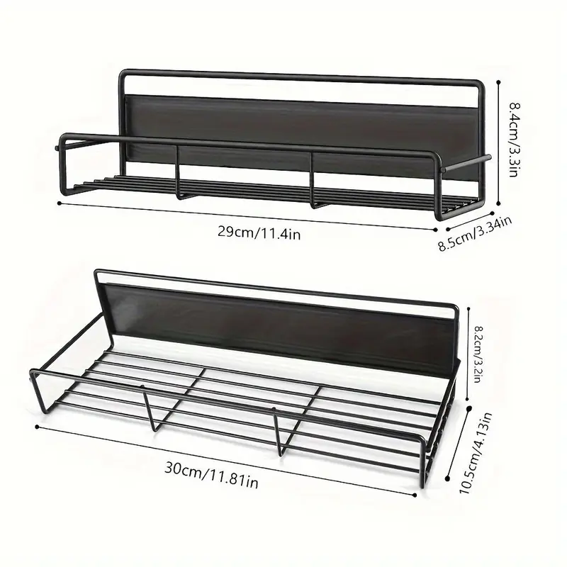 Magnetic Spice Rack for Refrigerator, 2 Counts/set Fridge Organizer, Metal Fridge Shelf, Kitchen Organization, Spice & Seasoning Organizer 1