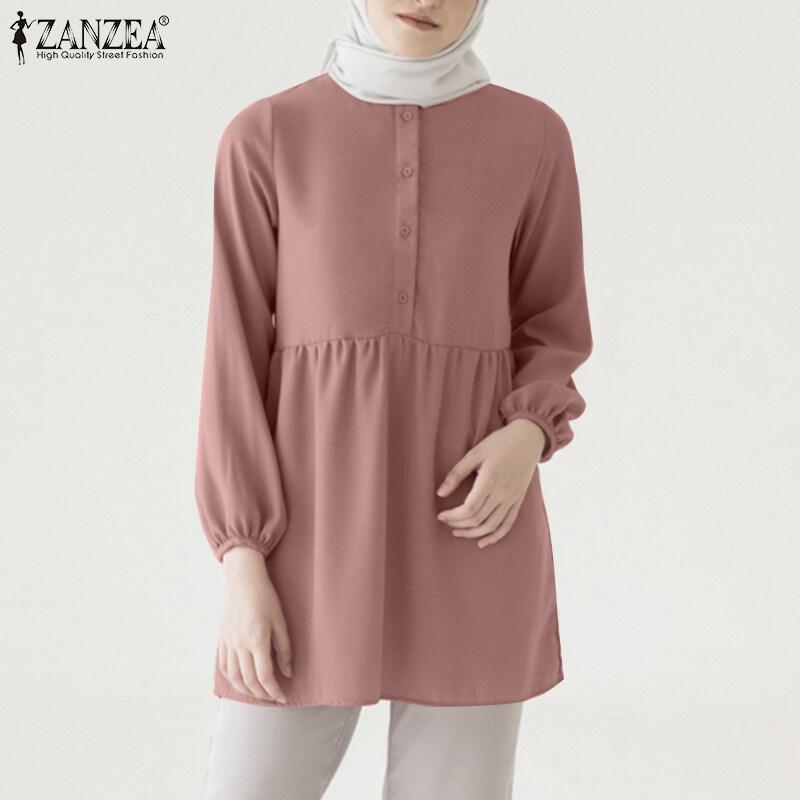 SS24 Muslim Women's Muslim Riya Clothes Puff Sleeve O-Neck Shirts ...