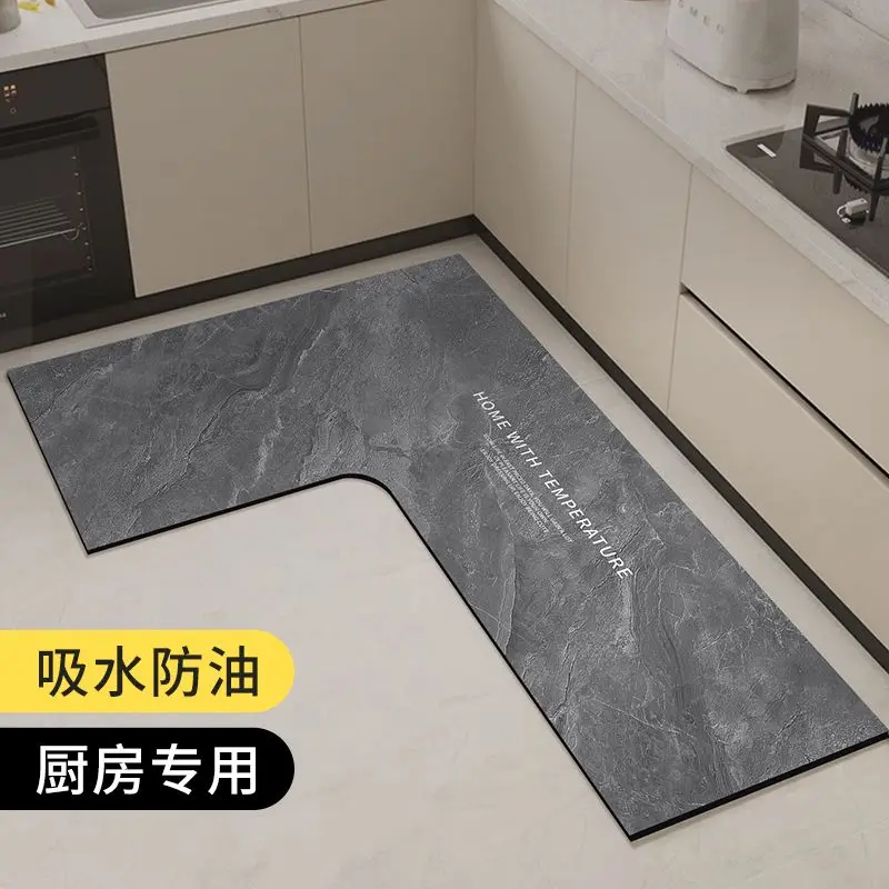 Thảm Trải Sàn Nhà Bếp Hình Chữ L, Chống Trượt Và Chống Dầu, Có Thể Xóa, Dùng Một Lần, Được Làm Bằng Tóc Nấm Đại Dương, Thảm Lau Chân Chống Vết Bẩn Thấm Hút Đặc Biệt, Phát Hành Mới Năm 2024
