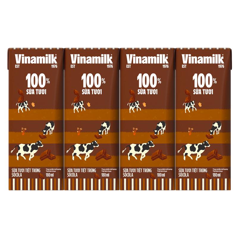 Thùng 48 hộp Sữa tươi tiệt trùng Vinamilk 100% Socola 180ml