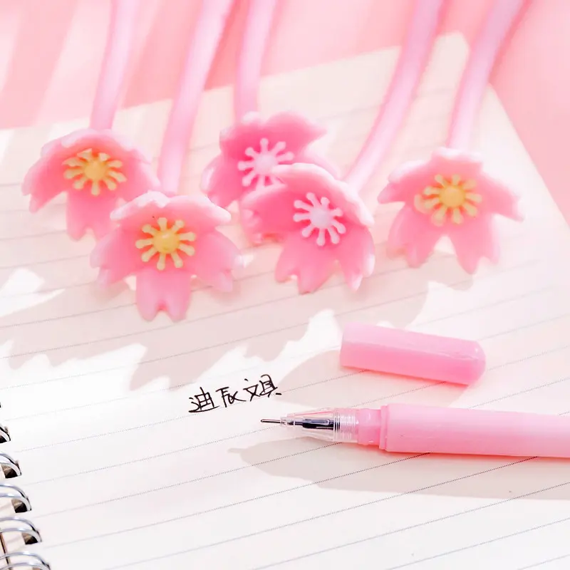 Gel Pen Motif Bunga Pink Pulpen Gel Ballpoint Bulpen Bolpoin Bolpoint Pena 2