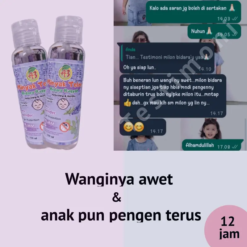 6pcs/12pcs minyak telon bidara ruqyah 60ml anak-anak bayi menghangatkan Perut Aroma  Lavender lotion 3