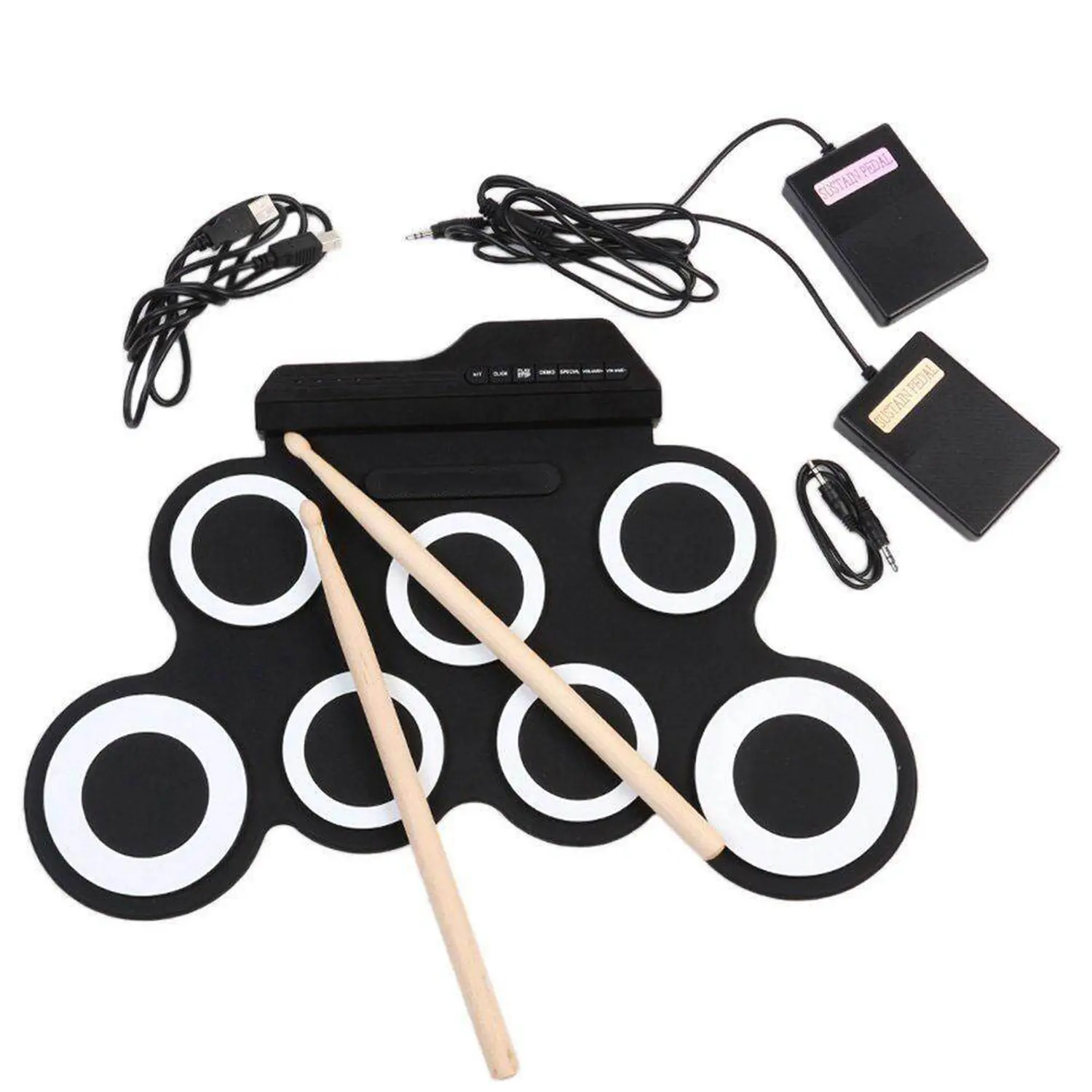 Trống điện tử có thể gấp gọn kèm dùi và 2 pedal