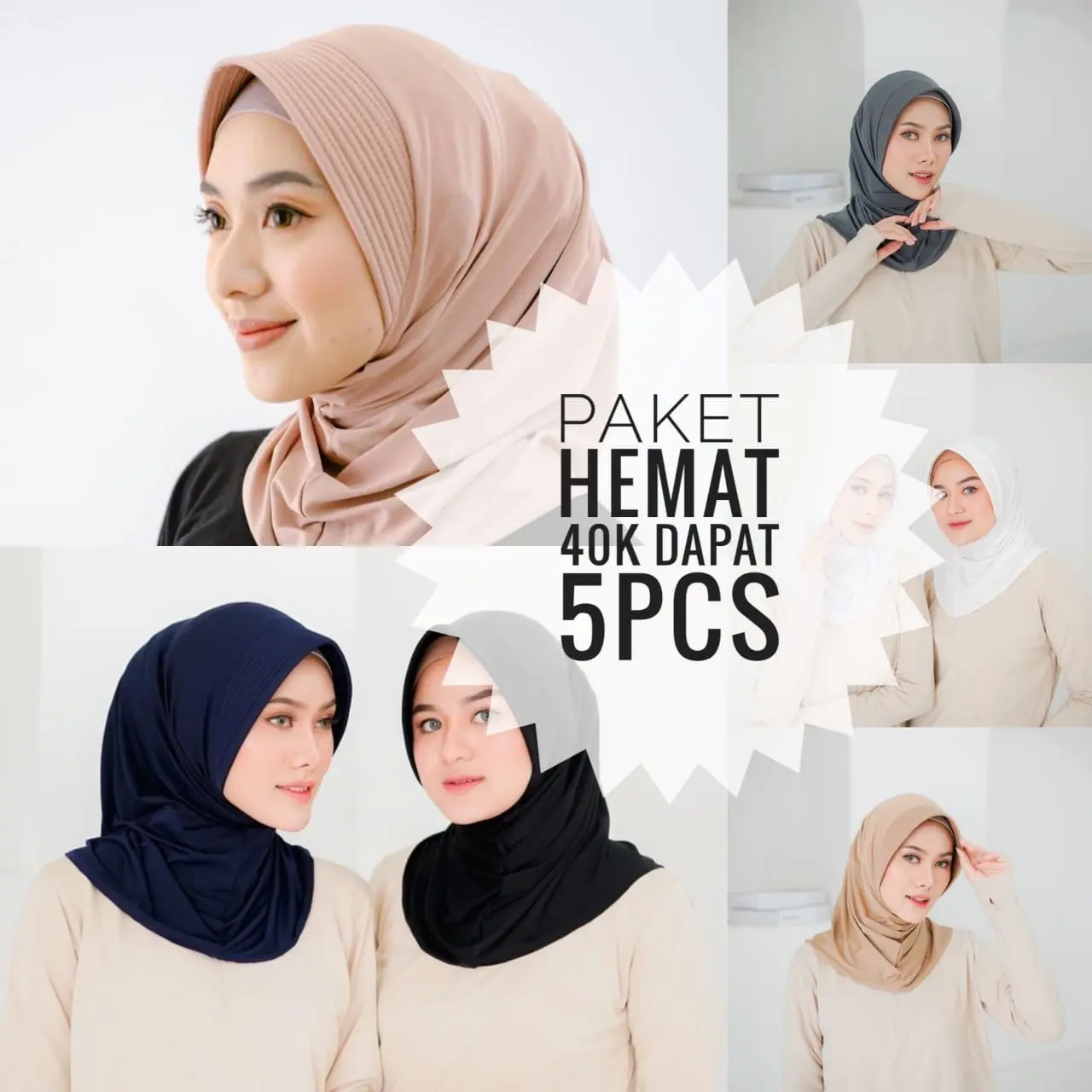 PGS PAKET HEMAT HIJAB SPORT 40K dapat 5 PCS  Kerudung Jilbab  Instan  Sporty Muslim Wanita