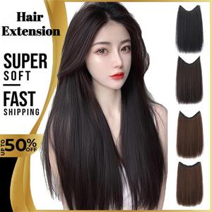Super Long Straight Hair Extension Invisible Natural Synthetic 4 Clip In One Pieces Seamless U-shaped Hairpieces for Women Hairstyles Hairpieces Curly Clips Patch Water Ripple Fluffy Fashion Highlights Temperament Super Long Black Brown Curly Wig