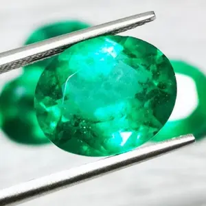 BATU PERMATA ZAMBRUD ZAMBIA SERAT KAPAS EMERALD BERYL - TANPA RING