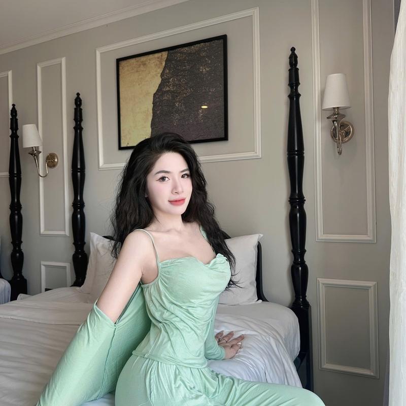 Set 3 món mặc nhà áo cổ đổ chất thun cotton lạnh ( áo có mút, quần có túi) mã #39 Nữ Quần Ngủ 4