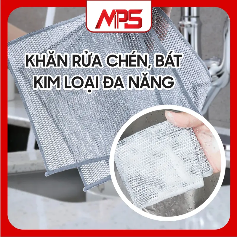 [Có Quà Tặng] Khăn giẻ rửa bát mps dây kim loại, một lớp 20x20cm, Không làm trầy lớp chống dính, dễ dàng vệ sinh - Lưu ý không chà xoong nồi được - Làm Sạch giẻ  rửa giẻ  rửa khan ruabat reruabat mieng  coruadanang mieng rua chen mieng  coruadanang 0