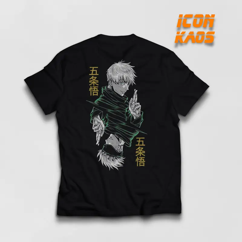 GOJO SATORU Jujutsu Kaisen Kaos Anime Jepang | Baju Pria Distro Manga Katun Combed 24s Lembut Tshirt Dewasa  Nyaman Oblong Keren 2