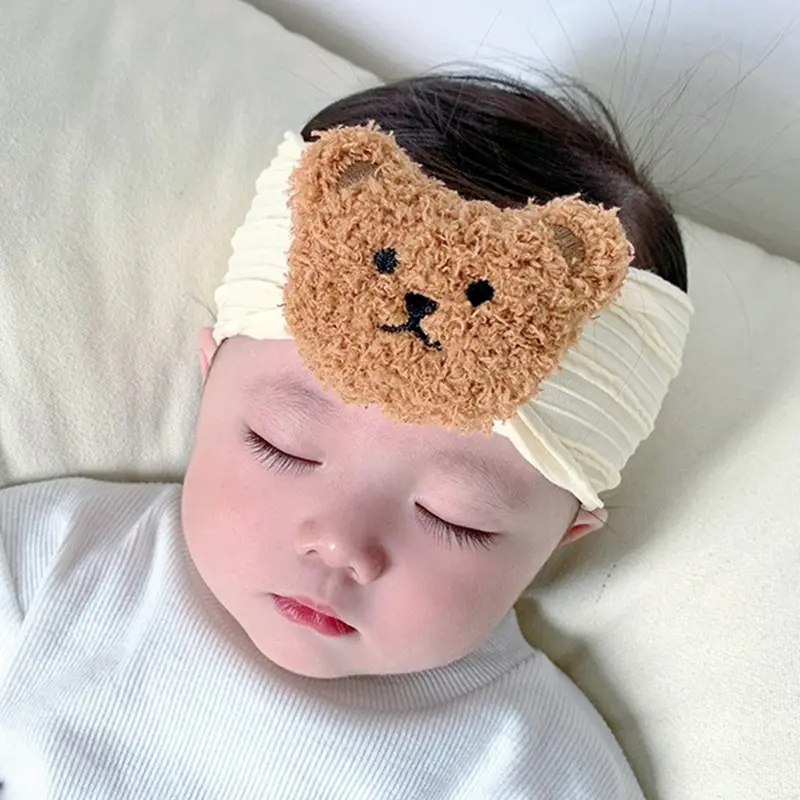 Băng Đô Em Bé Dễ Thương, Gấu Hoạt Hình, Dây Buộc Tóc Nylon Co Giãn Cho Trẻ Sơ Sinh, Trẻ Sơ Sinh, Bé Gái, Bé Trai, Khăn Xếp Rộng, Mũ Đội Đầu, Phụ Kiện Tóc Cho Trẻ Em 0