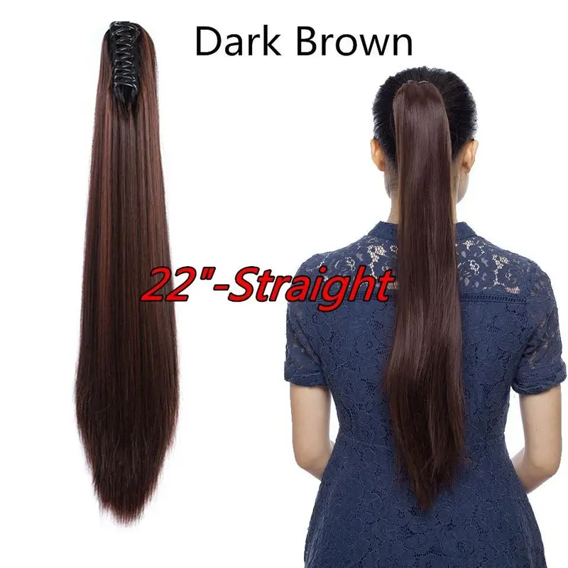 Tóc Giả Thời Trang Cho Nữ, Tóc Đuôi Ngựa 22 Inch, Tóc Xoăn Dài / Tóc Thẳng, Tóc Nối Tóc Đuôi Ngựa Women 6
