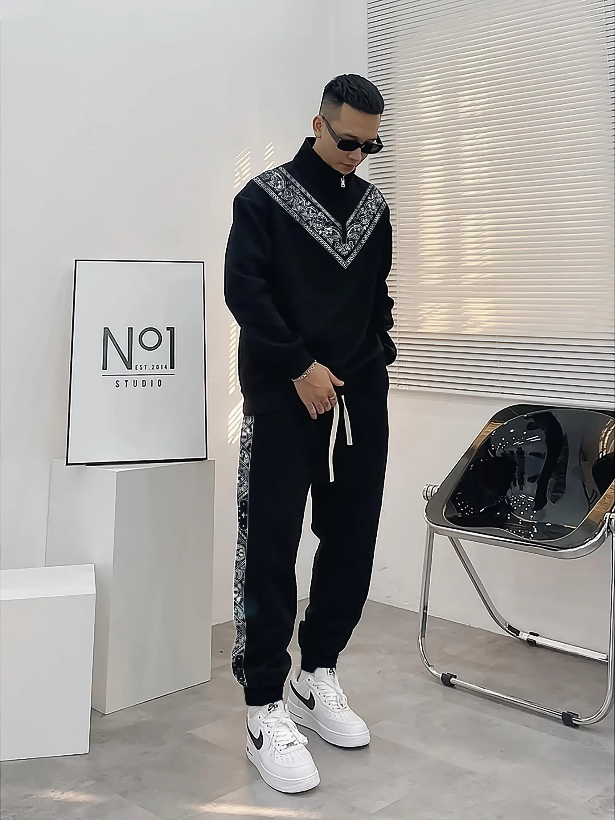 SET nỉ khóa kéo LAEMAO dài tay họa tiết BANDANA