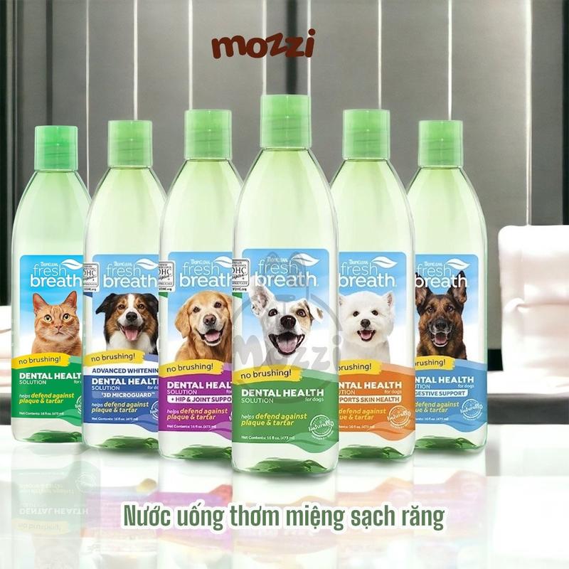 Nước vệ sinh răng miệng Tropiclean Fresh Breath pha uống Chai 473ml cho chó mèo