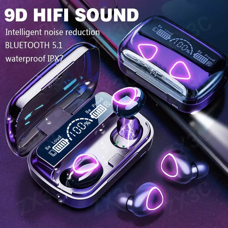 Tai nghe âm thanh Bluetooth không dây trong tai, tai nghe TWS 5.3, tai nghe không dây IPX7, tai nghe đôi, âm trầm, âm thanh HiFi, trò chơi thích hợp cho Android/iOS
