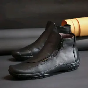 Sepatu Pria Kulit Resleting Zipper Kerja Kantor Formal Pesta Semi Formal Boots Shoes Karet