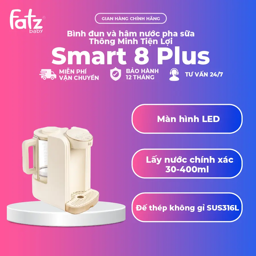 [ FATZ BABY ] - Máy Đun Và Hâm Nước Pha Sữa Thông Minh Tiện Lợi Fatzbaby Smart 8 Plus