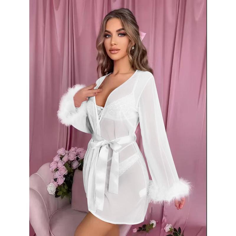 Đồ Ngủ Lưới Nhẹ Hàng Mới Về, Xuyên Thấu, Khâu Lông, Gợi Cảm, Váy Ngủ, CF 7