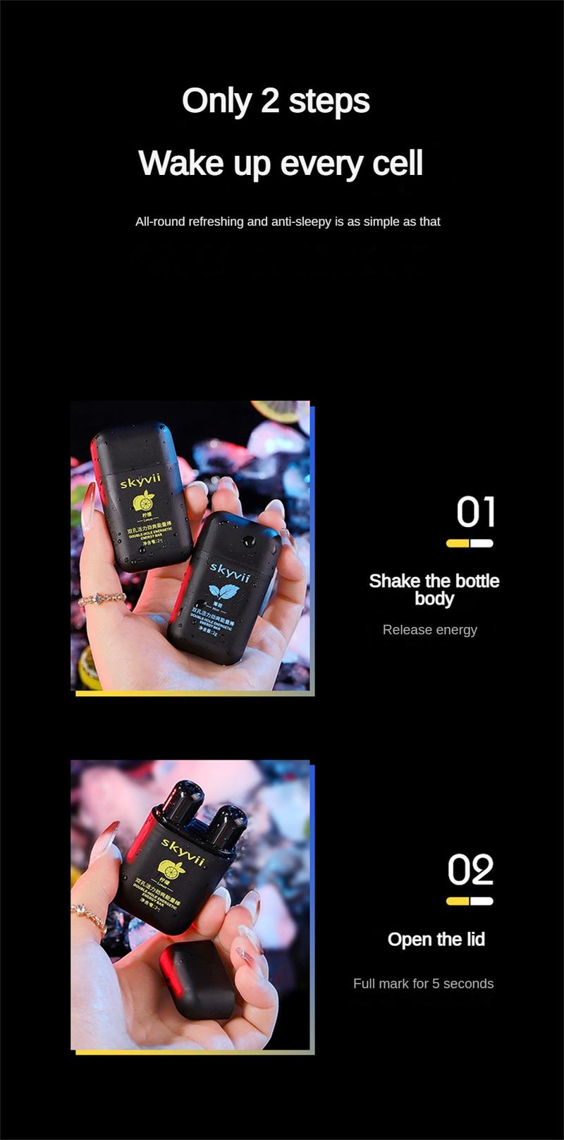Product Introduction of 4Pcs Skyvii Double-hole Refreshing Awakening Stick Nasal Inhaler Type Cool for Sleepy In Class Driving Nose Anti-Sleepy Artifact 5Pcs/Set 26