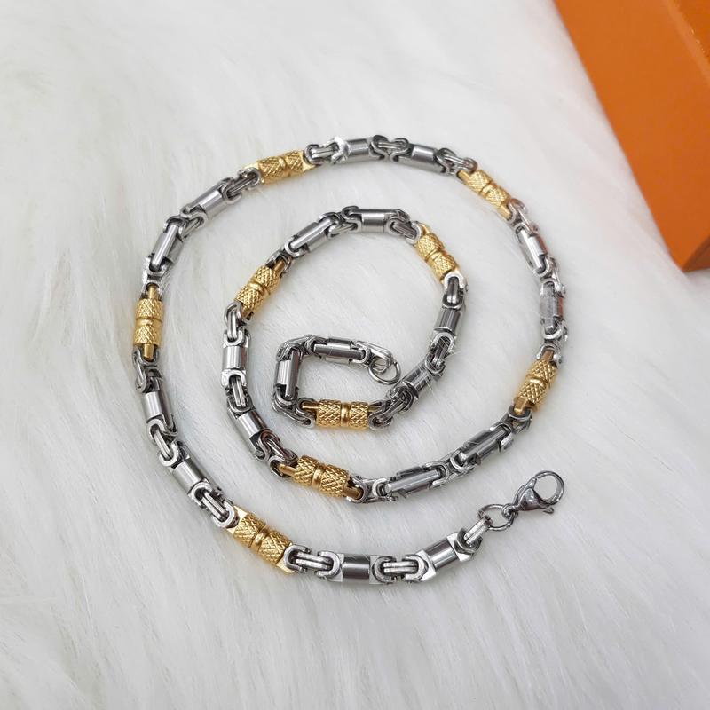 Dây chuyền nam trụ tròn trắng vàng bảng 6mm.