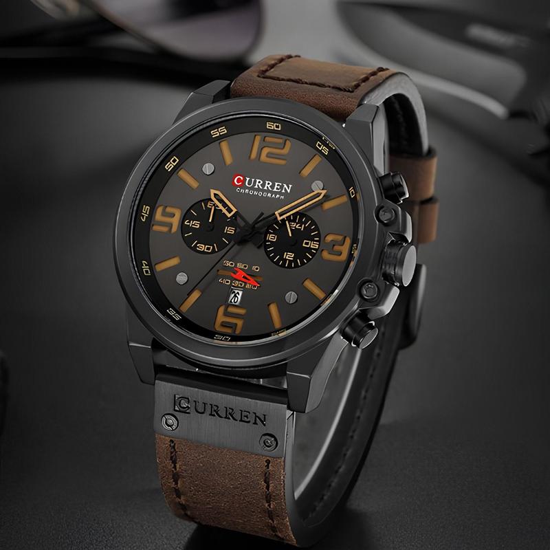 CURREN 8314 đồng hồ nam phong cách lịch lãm sang trọng mặt kính khoáng chống trầy xước tốt chống nước 3 ATM chạy full 6 kim bấm giờ hiển thị ngày Hk Watch đồng hồ chronograph Đeo Tay đồng hồ